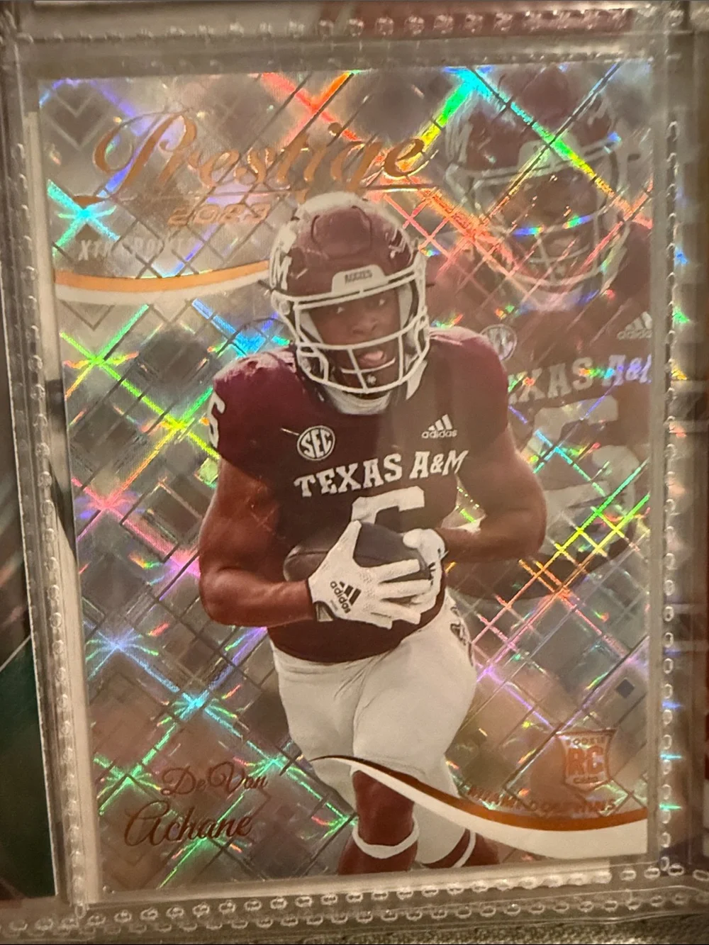 Texas A&M Football Player Holographic Trading Card - & White Devon achane